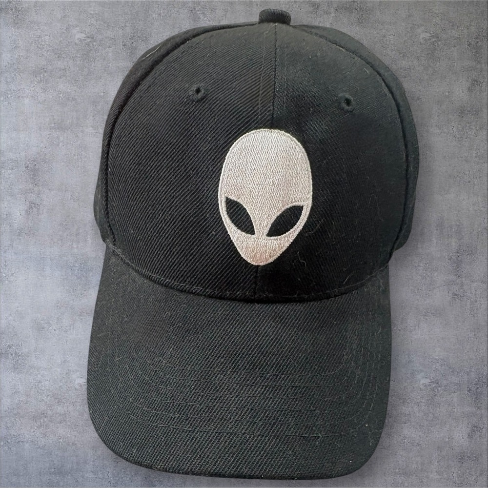 Alienware Baseball Cap OSFM Black Embroidered Logo Hook Loop Power Gaming